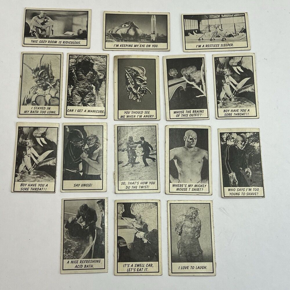 Vintage 1960's Monster Laffs lot of 16 cards Topps creatures horror